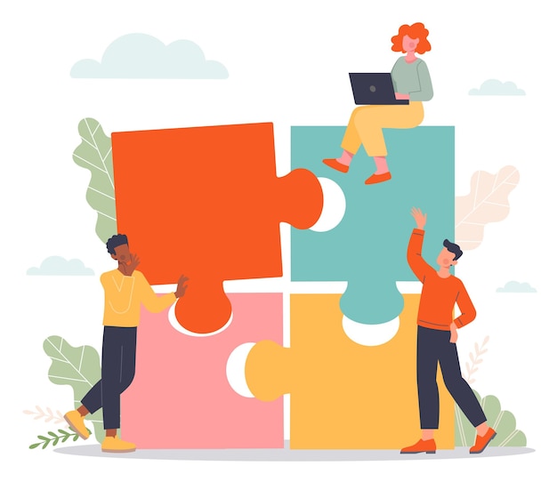 People with puzzle concept