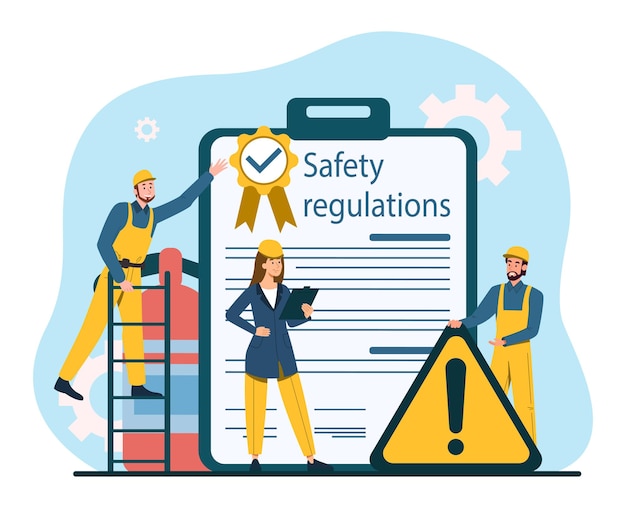 Premium Vector | People with safety regulations concept
