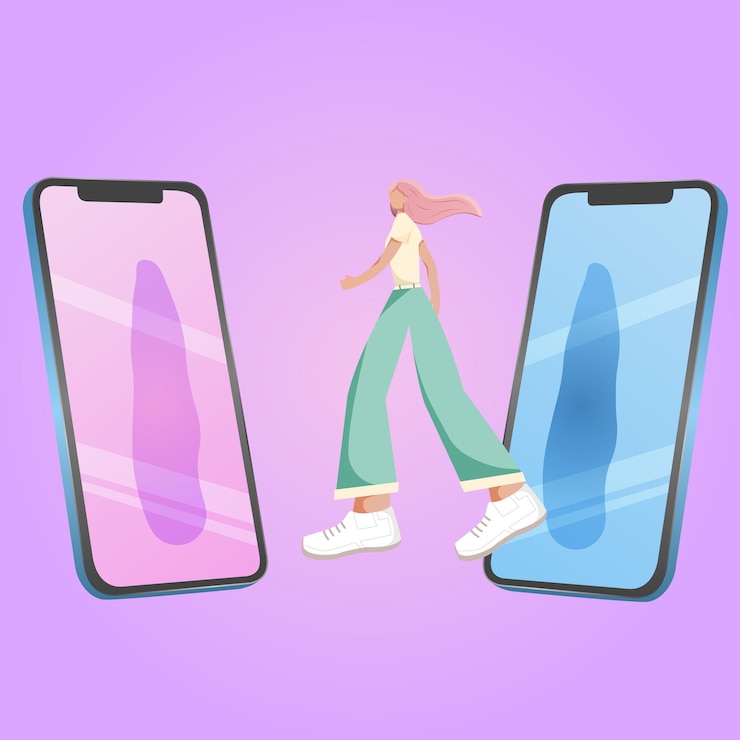 Vector 스마트폰 화면이  비어 있는 사람 커뮤니케이션과 채팅