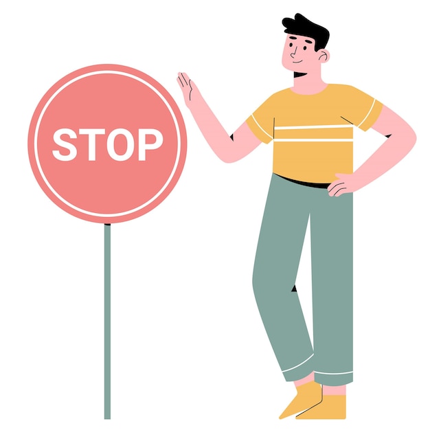 Vector people with stop sign