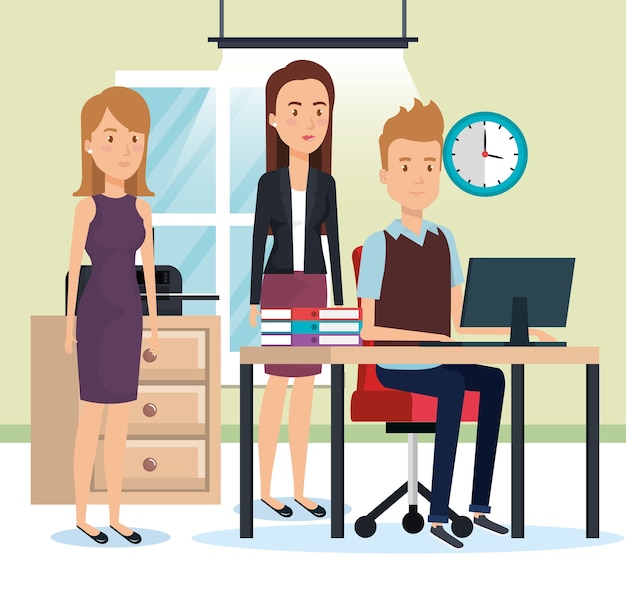 People working in the office vector illustration design