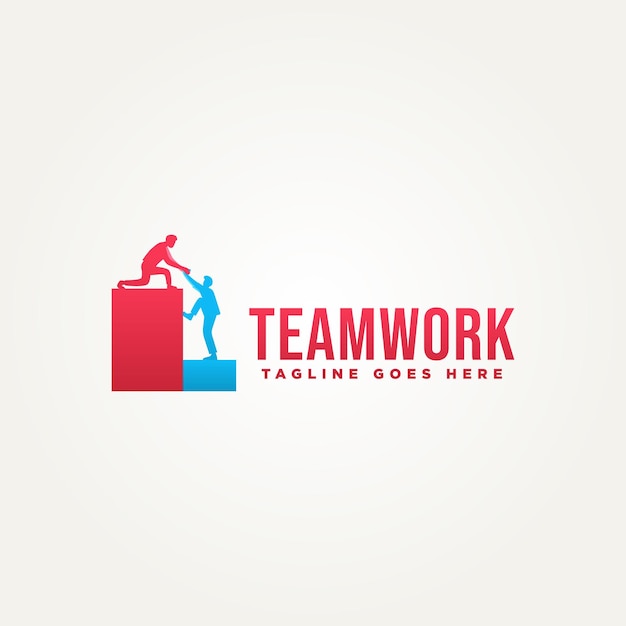 people working together to achieve a success icon label logo template vector illustration design