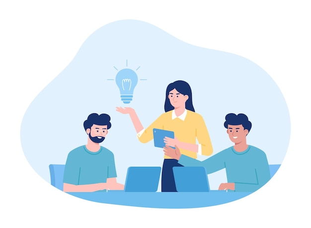 Vector people working together in office concept flat illustration