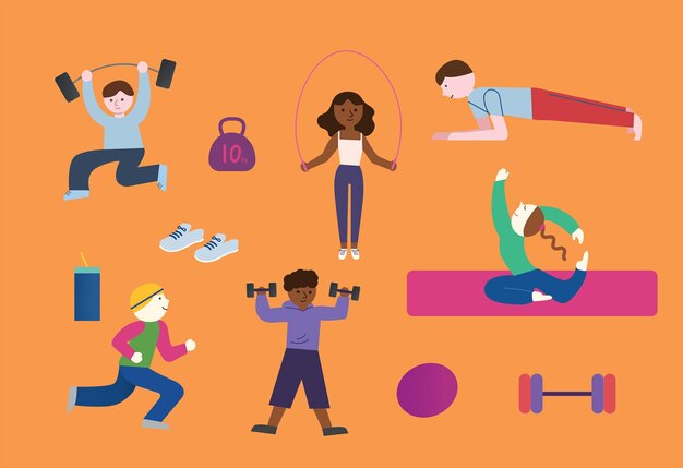 Vector people workout flat vector illustration