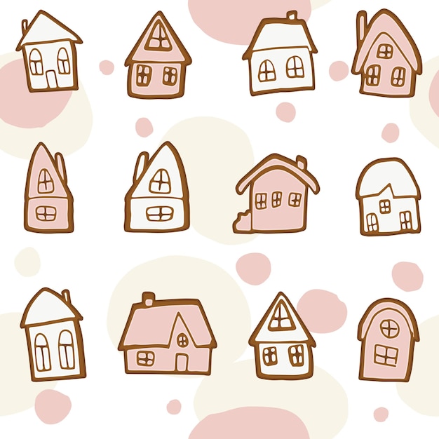 Peperkoek huis naadloze patroon vectorillustratie op fantasie background