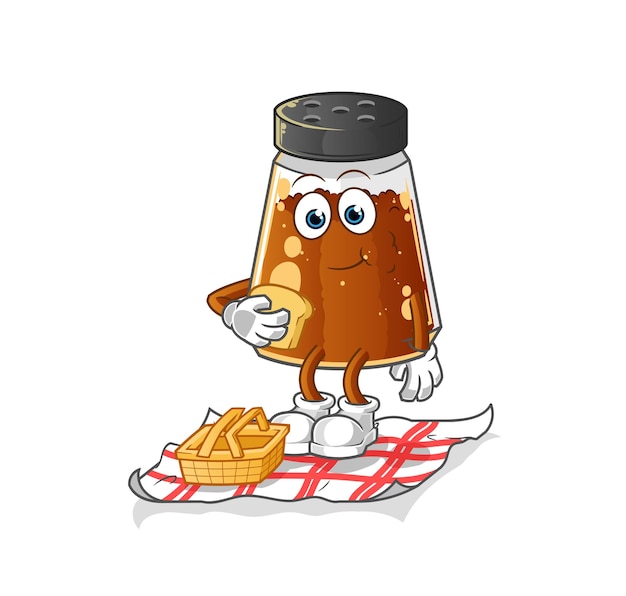 Peperpoeder op een picknick cartoon cartoon mascotte vector