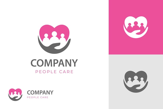 Vector pepople love care hand logo icon design with heart love design concept