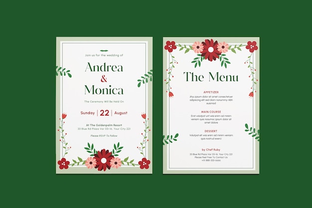 Vector peppa floral wedding invitation template