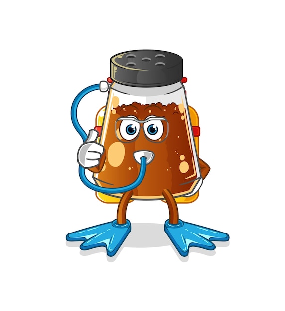 Pepper powder diver cartoon cartoon mascot vector