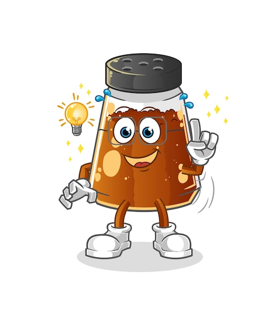 Pepper powder got an idea cartoon mascot vector