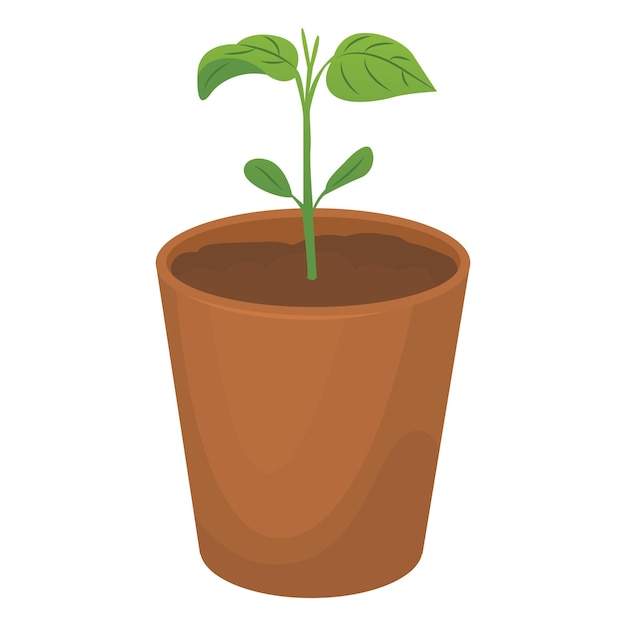 Pepper shoot in a pot Seedlings for the garden Farm plantings Home gardening Growing vegetables and garden plants Vector illustration isolated on a transparent background