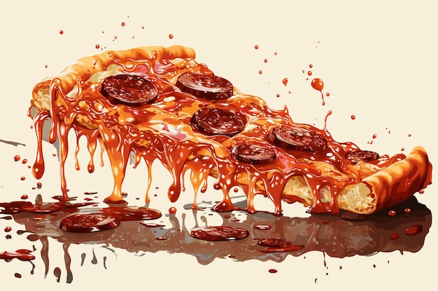 Vector pepperoni pizza pepperoni pizza on black red background slice of pizza with slices of olives