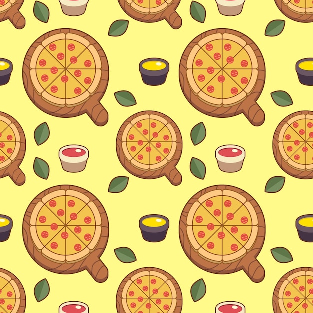 Vettore pizza al pepperoni con disegno senza cuciture clip art pizza