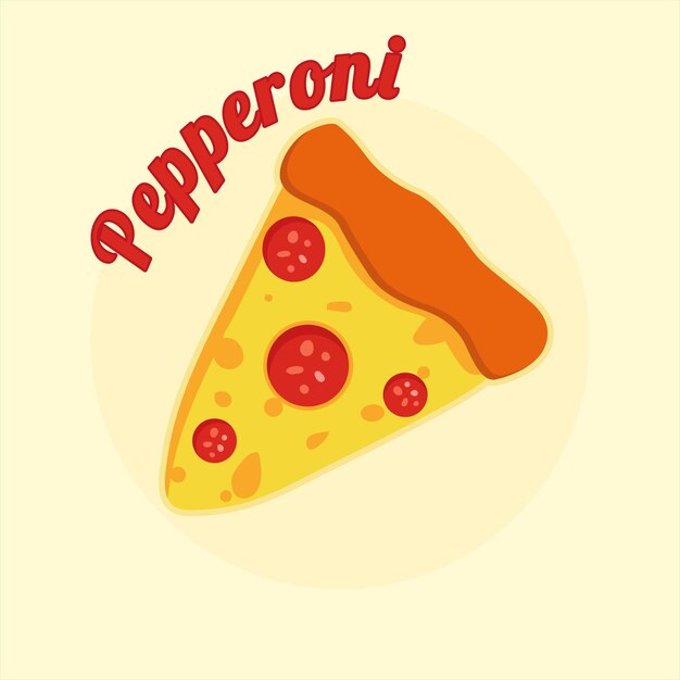 Vector pepperoni pizza slice fast food vector illustration