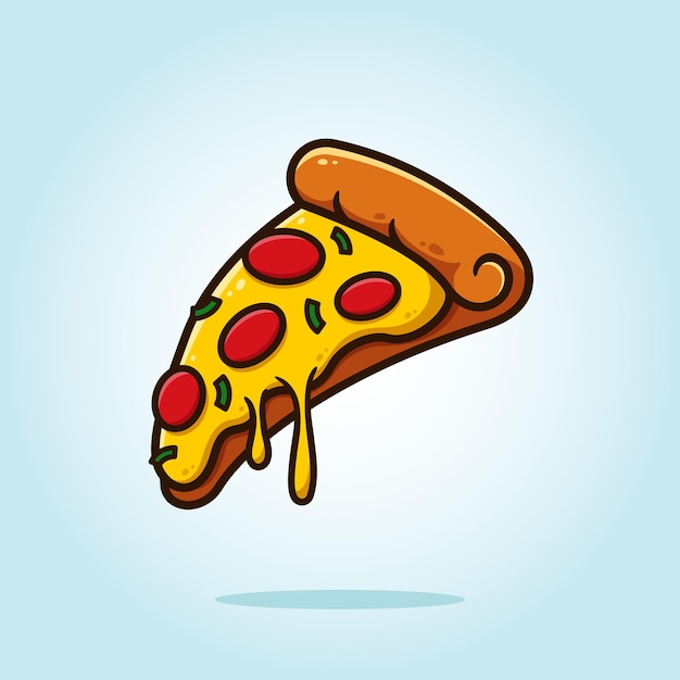 Pepperoni pizza slice with melted cheese Food vector cartoon illustration