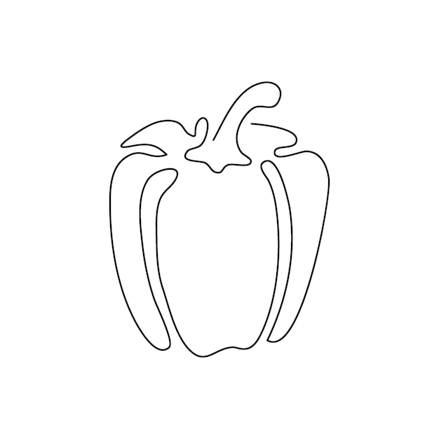 Peppers continuous line drawing. One line art of bell pepper, vegetable.