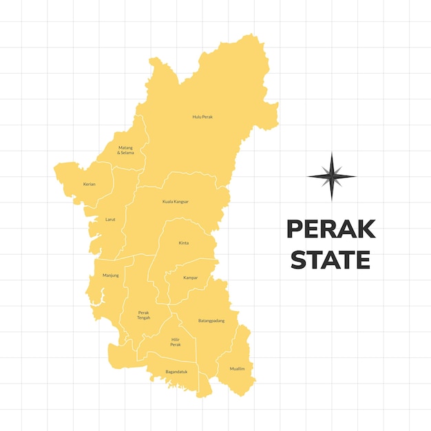 Vector perak state map illustration map of state in malaysia
