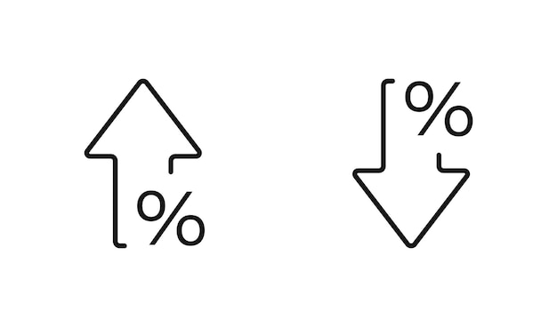 ライン スタイル ベクトル ビジネス コンセプトのパーセント矢印分離アイコン