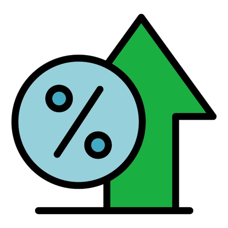 Vector percent loan money icon outline vector credit tax estate tax color flat