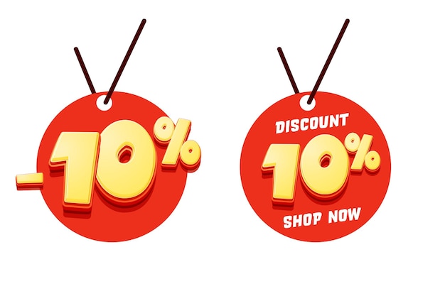 percent off discount red tag template set