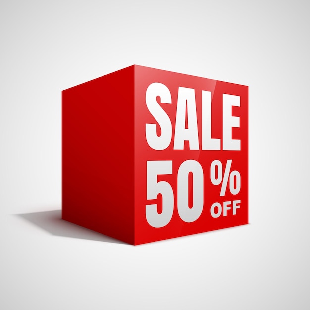 Vector percent off sale red cube