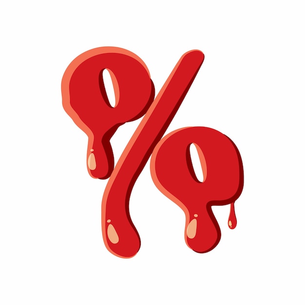 Percent sign isolated on white background Red bloody percent sign vector illustration