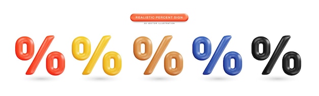 Percent sign realistic 3d vector illustration