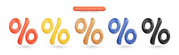 パーセント記号の現実的な3dベクトル図