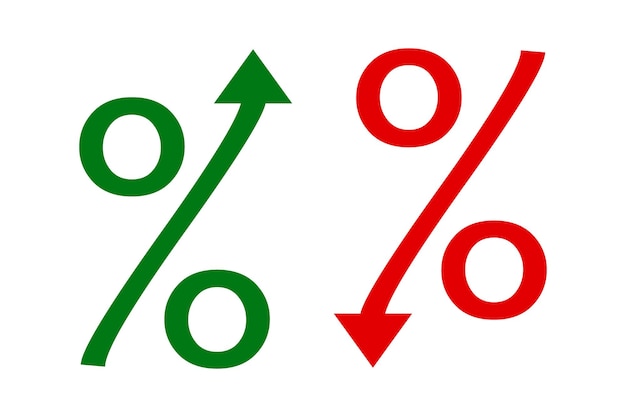 Вектор Процент со стрелкой вверх вниз значок бизнес иллюстрации символ банковского вектора