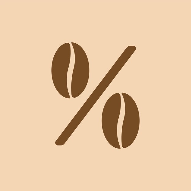 Percentuale con chicchi di caffè isolati su sfondo beige banner creativo in vendita per caffetteria