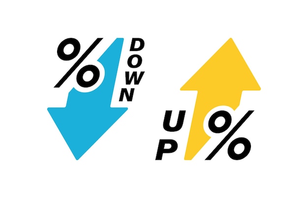 Percentage arrow up and down line icon Percentage arrow with percent sign Design concept for banking credit interest rate finance and money sphere