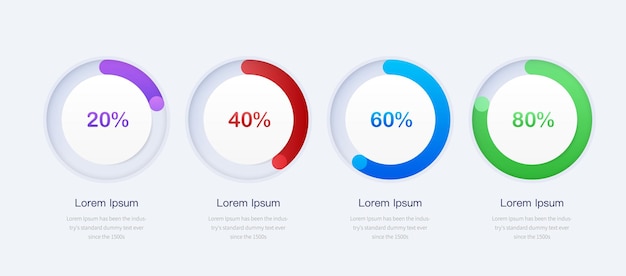 백분율 표시 프로젝트 완료.진행률Infographic 디자인 템플릿