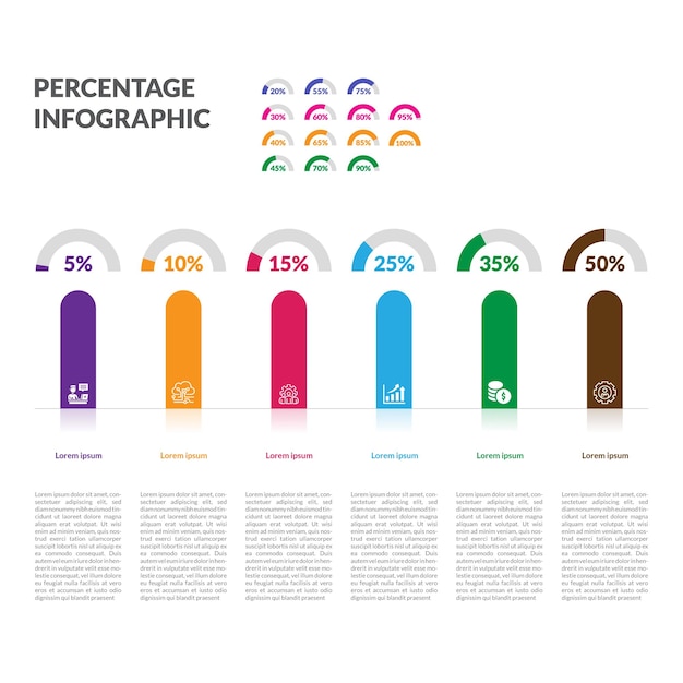 Vector percentage infographic cirkeldiagram sjabloonontwerp