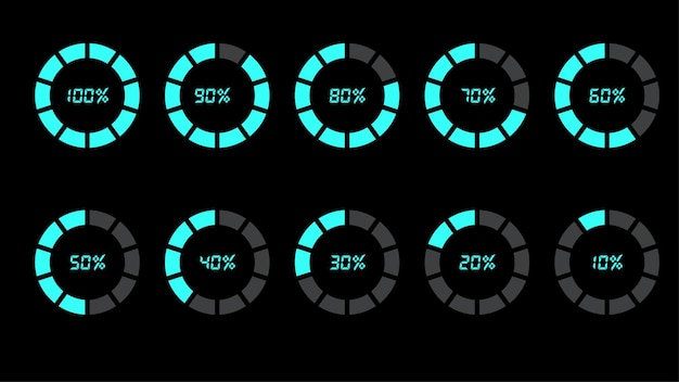 Percentage infographics elements set in shape of oldschool digital screen