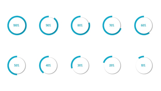 Elementi di infografica percentuale impostati a forma di semplice oggetto ad anello piatto