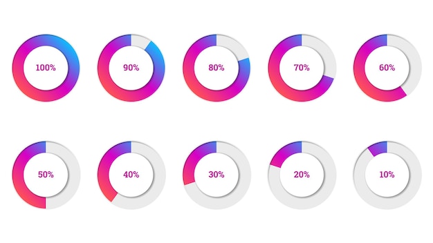 Percentage infographics vectorillustratie in de vorm van kleurrijke gradiëntcirkel