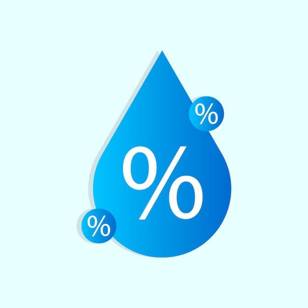 Percentage waterdruppels. Contour-symbool. Vector illustratie.