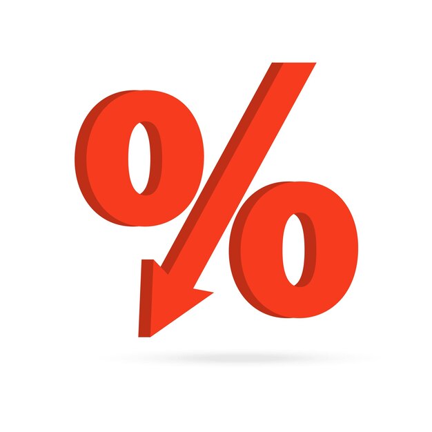 Percentage with arrow down banking credit interest rate the concept of trading and trading on the finance exchange vector illustration