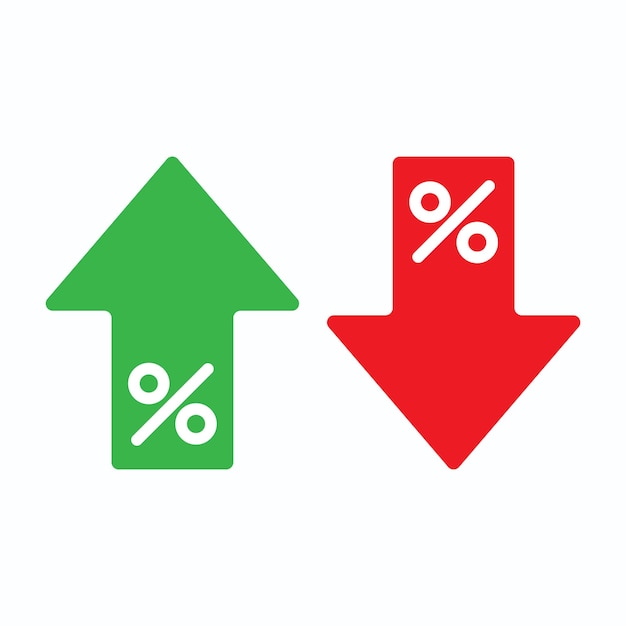 Percentage with arrow up and down line icon Percentage arrow with percent sign Design concept