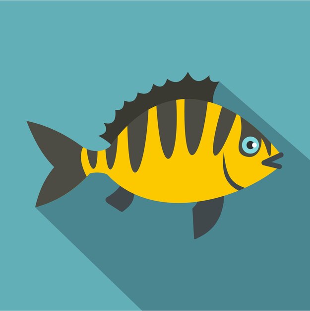 スズキ魚アイコン 水色の背景に分離された web のスズキ魚ベクトル アイコンのフラットの図