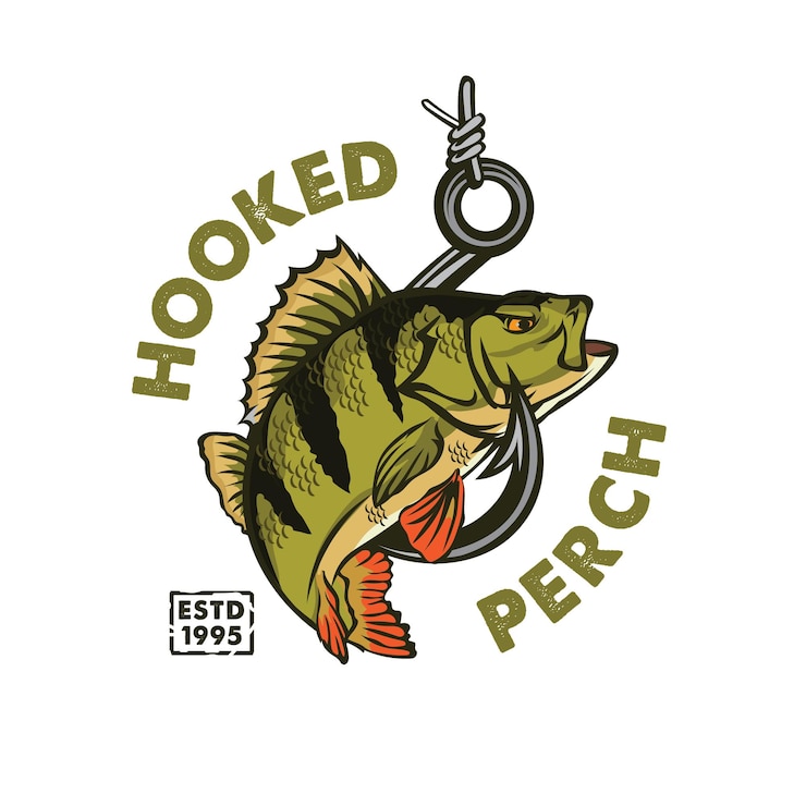 Vector perch and hook fishing vector illustration perfect for t shirt design and fishing team club logo