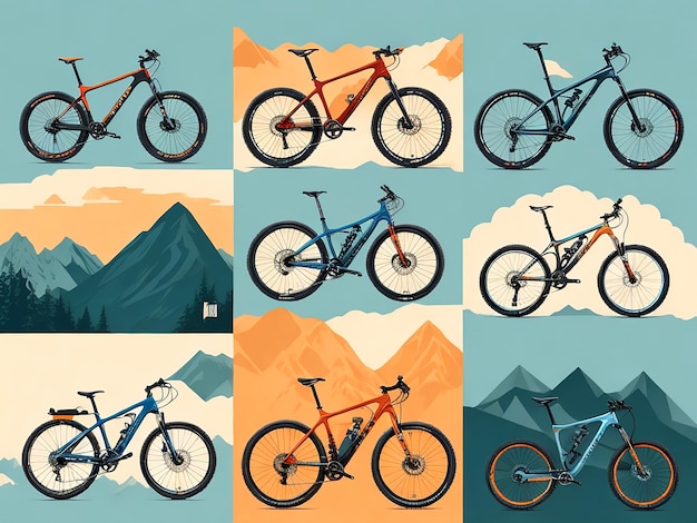 Идеальный баланс простоты и детализации в векторной иллюстрации горного велосипеда в движении.