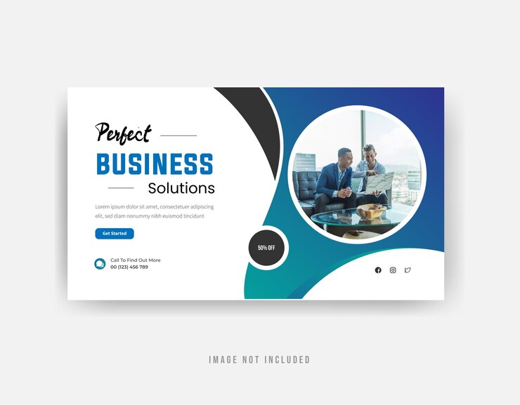 Perfect business solutions YouTube thumbnail design premium vector