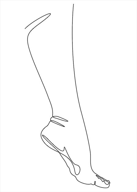 Vector perfect clean female feet continuous line drawing