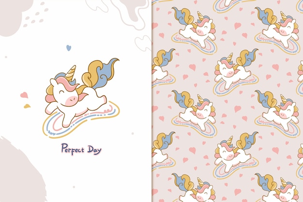 perfect day unicorn seamless pattern