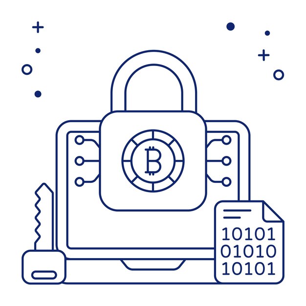 Perfect design icon of locked bitcoin