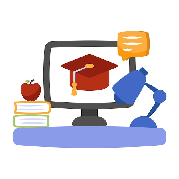 A perfect design icon of online education