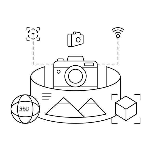 A perfect design illustration of 360 camera view