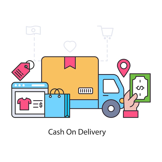 Perfect design illustration of cash on delivery