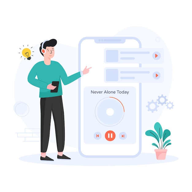 モバイルミュージックアプリの完璧なデザインベクトル